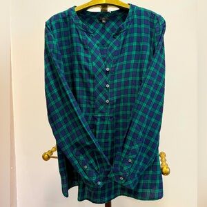 Talbots plaid cotton tunic top large PETITE